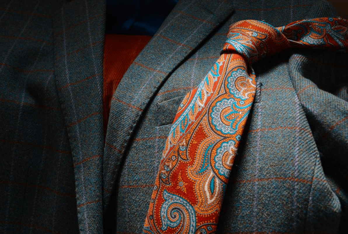 jacket with orange tie
